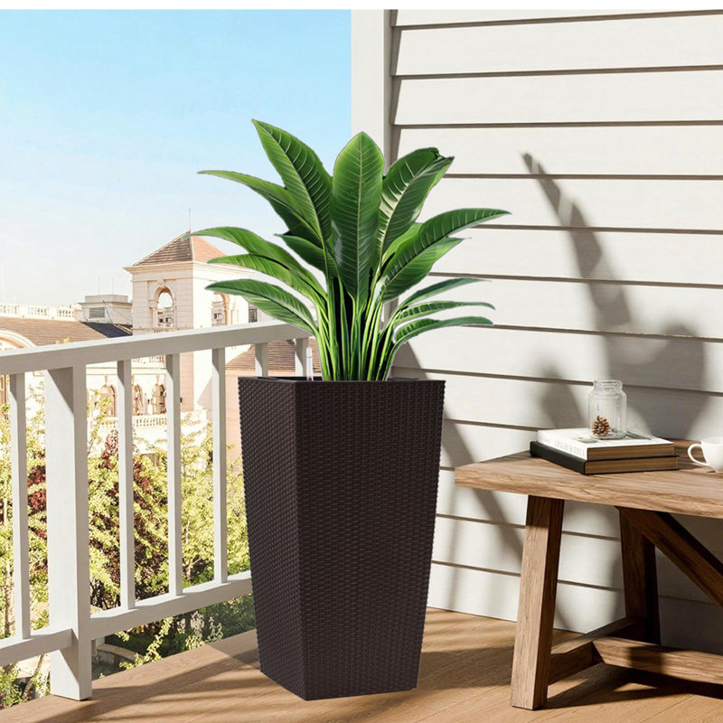 30 In Tall Large Flower Pots Planter With Self-Watering Drainage Holes&Inner Trays Indoor Outdoor Plant Pot With Drain Holes, Water Level Monitor, Inner Bucket For Garden, Patio, Porch, Backyard,Brown