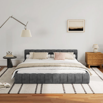 Chenille Upholstered Bed Frame With Headboard