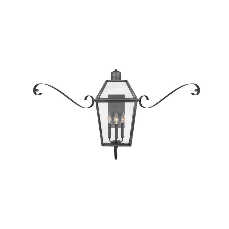 Nouvvelle Outdoor Wall Mount Lantern with Scroll, 3 - Lights