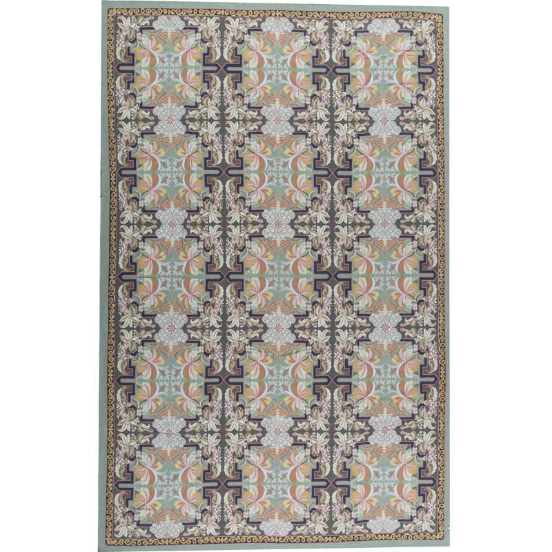 Hand-Knotted High-Quality Green and Green Area Rug