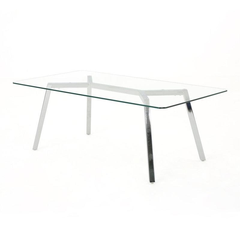 Teegan Glass Top Metal Base Dining Table