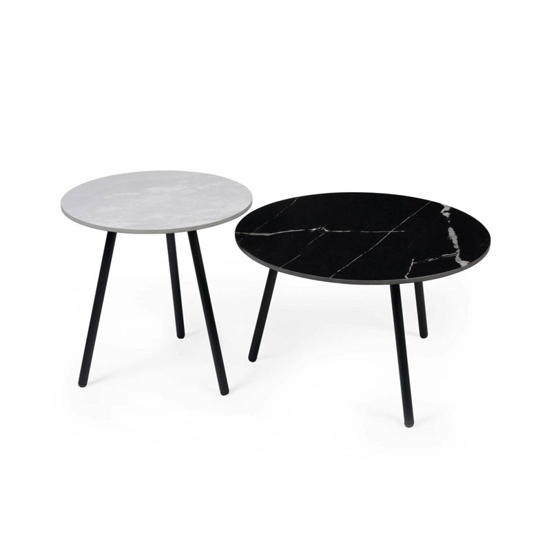 Casper Side Table Set, Black/White