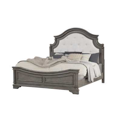 Grand lit de style traditionnel en bois gris rustique
