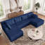 Canapé-lit modulaire modulaire, velours côtelé bleu, sans assemblage-2000534431
