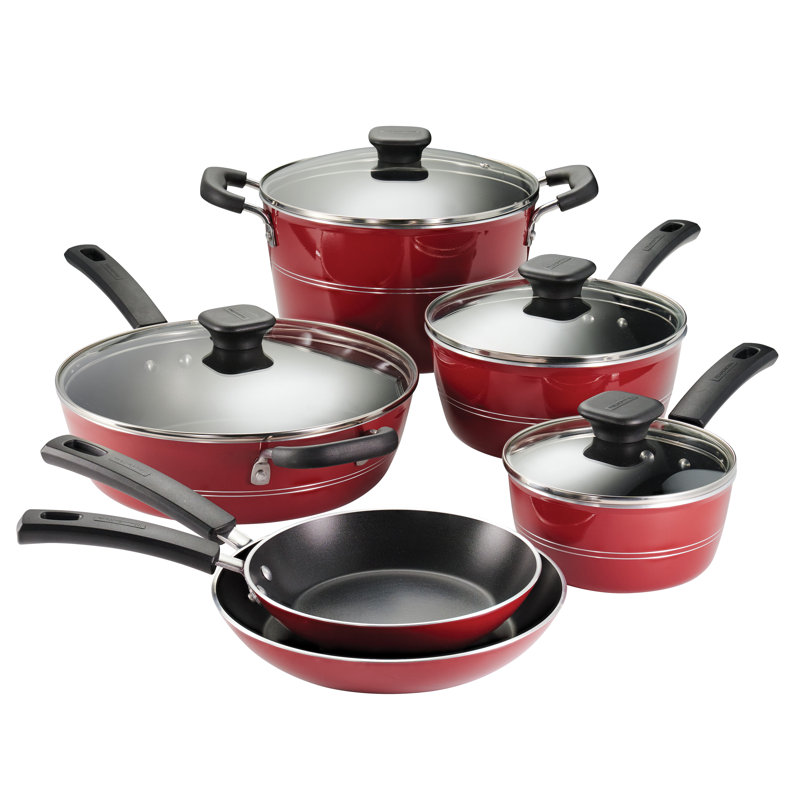 Tramontina Sicilia 10 Pc Aluminum Nonstick Cookware Set - Raspberry, Raspberry