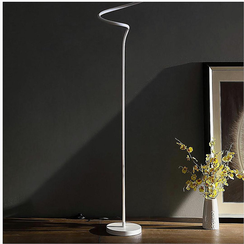 Lampe sur pied incurvée en forme de S 52,5 pouces à DEL blanc mat