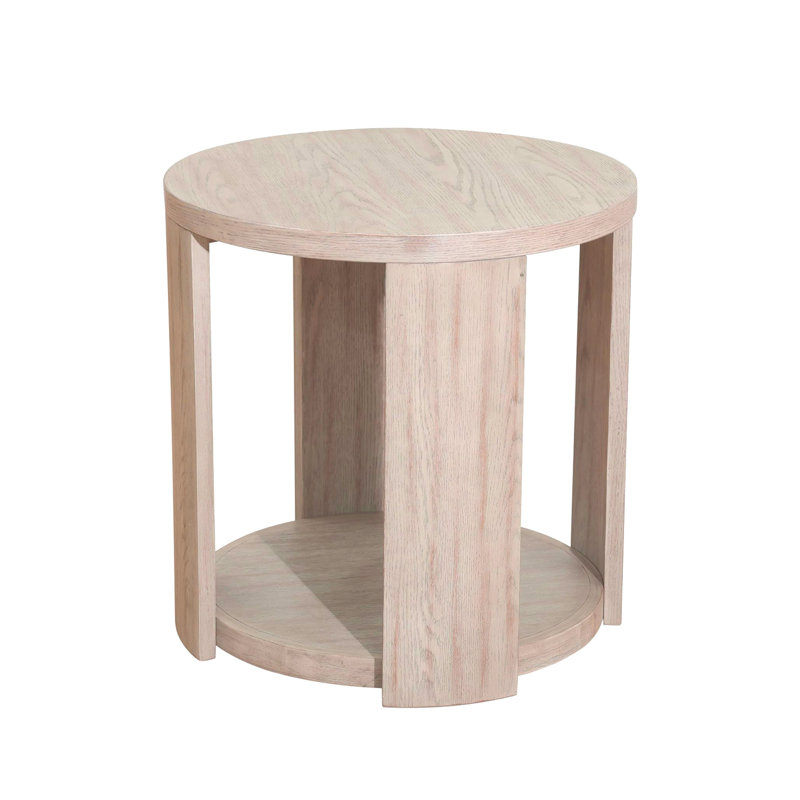 Table de bout ronde Cony, bois de chêne brun naturel, roulettes, 24 po