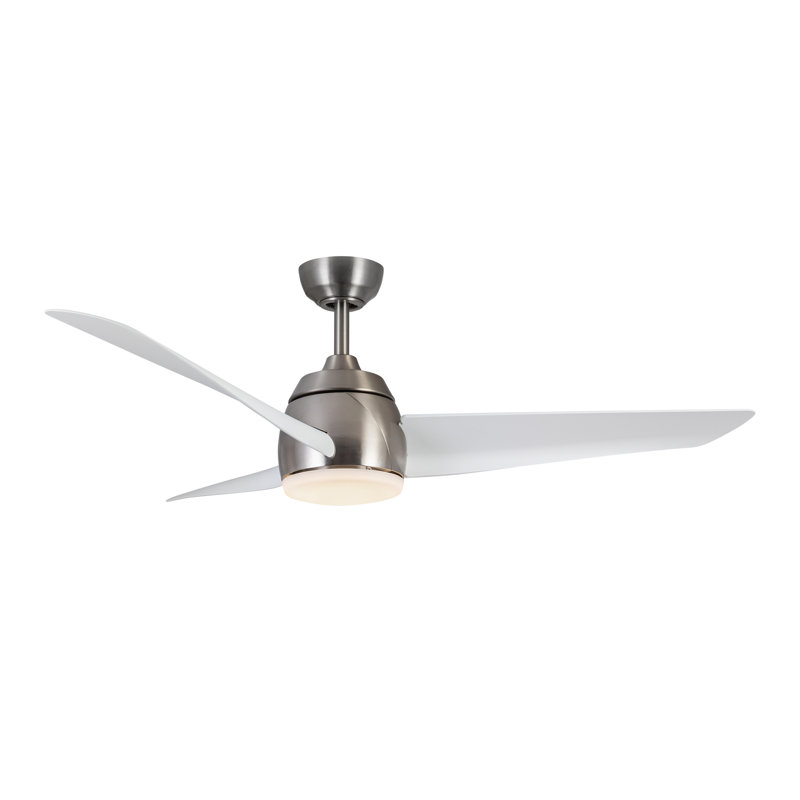 Thalia Smart LED Downrod Ceiling Fan, White, Brushed Nickel