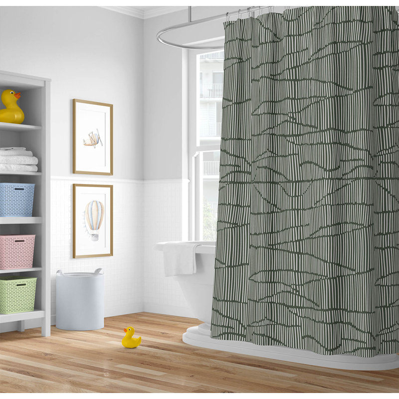Grer Ultra-Thin Lightweight Shower Curtain, Green/Chimichurri