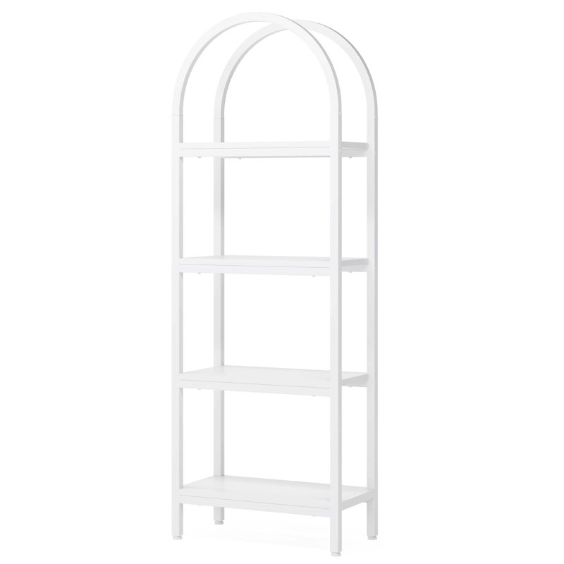 4-Tier Bookshelf, Arched Bookcase Display Rack with Storage Shelves