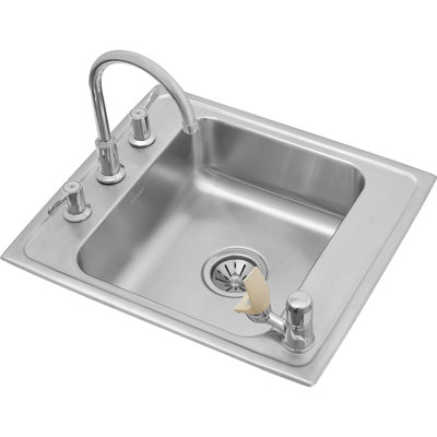 Lustertone Classic Stainless Steel 22" L x  20" W Drop-In Kitchen Sink with Faucet