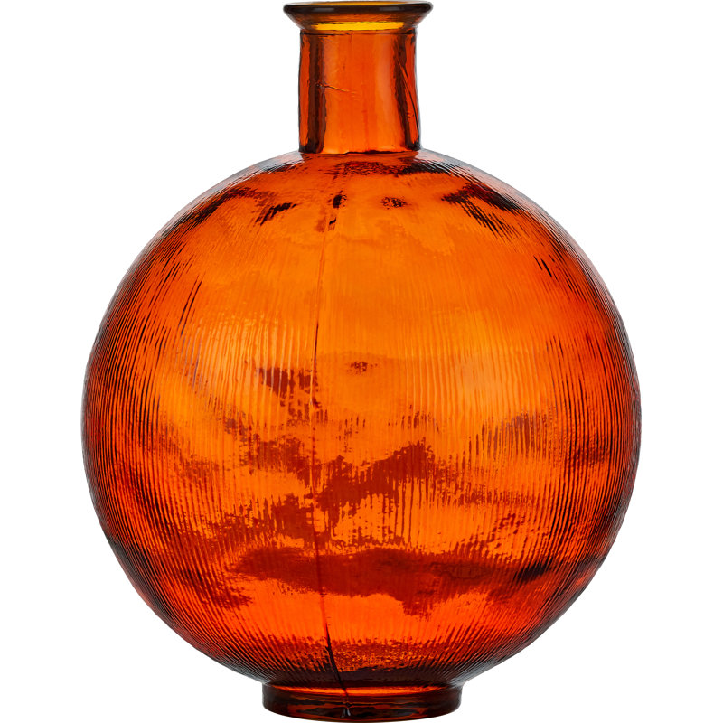 Round Recycled Glass Vase, Orange