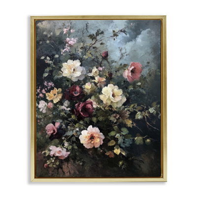  Moody Dark Bouquet Floater Canvas Wall Art by Petal Prints Design