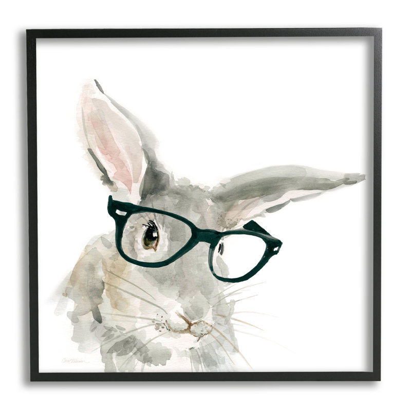 Adorable lapin, cadre noir, lunettes, Hipster Bunny, art mural sur toile tendue par Carol Robinson