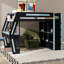 Lit mezzanine avec bureau, lumières DEL et stations de charge USB, lit mezzanine en bois avec 6 casiers de rangement, 6 tiroirs-953482808