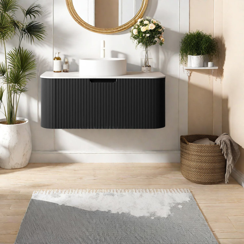 Meuble-lavabo moderne gain d'espace avec lavabo et lavabo en céramique durable