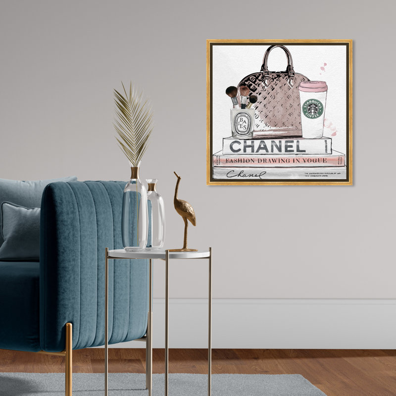 «Blush and Make Up Brush», impression sur toile, Cadre doré, H 30 po x l 30 po