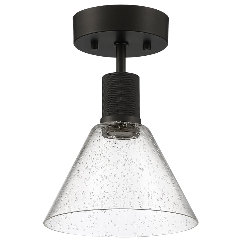 Southglenn Glass Semi Flush Mount, Matte Black