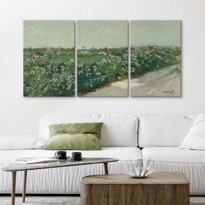 Rustique, champ de fleurs, paysage français, nature sauvage, 3 pièces