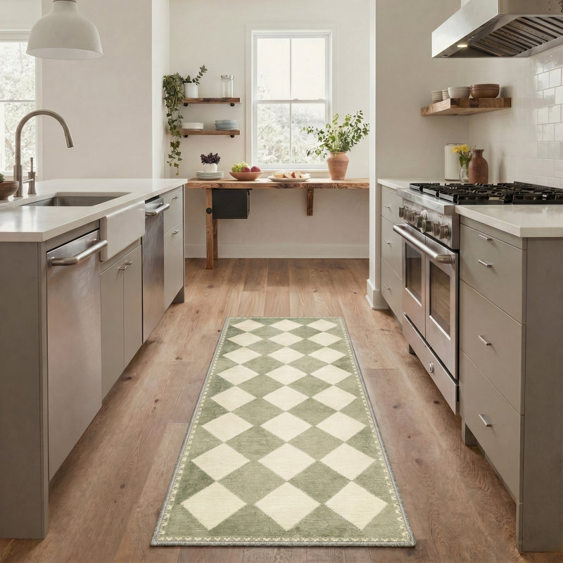 Tapis beige / gris anthracite à motif géométrique à motif de losanges Abdellah, lavable à la machine, avec envers antidérapant