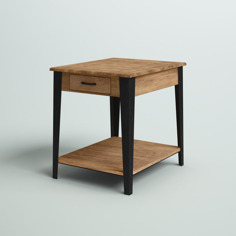 Henrik Solid Wood Top End Table with Storage