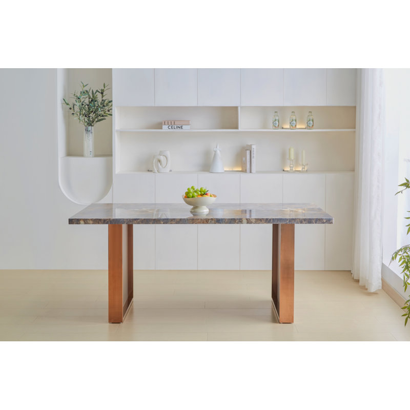 Table de salle à manger en MDF pour 6 ou 8 personnes Iniyan, Gris