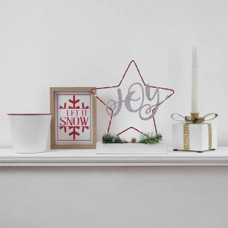 Set of 2 Red and White Wooden Holiday Slogan Plaques