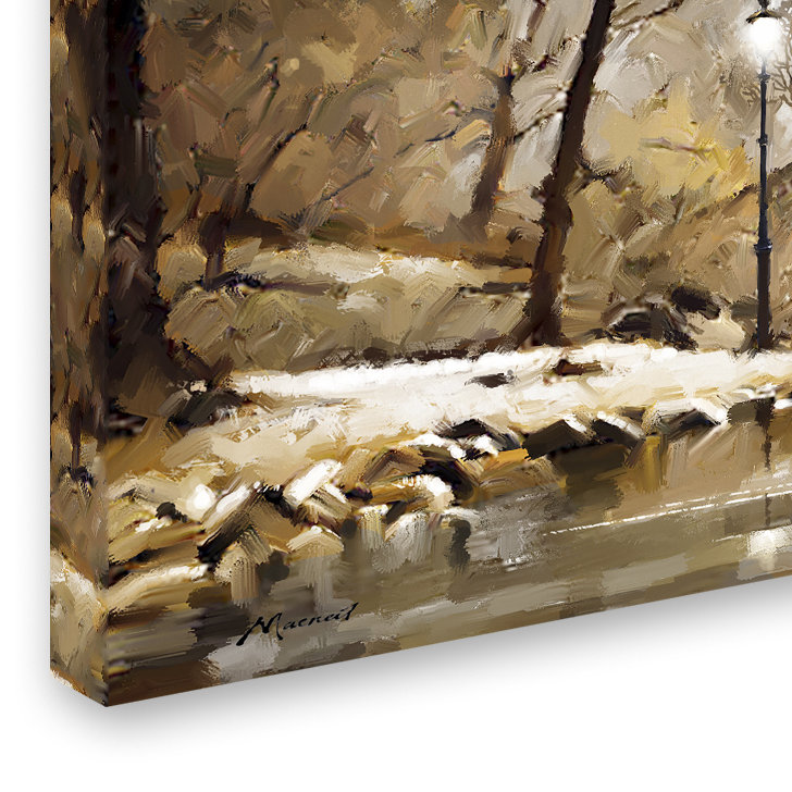 Gapstow Bridge Scenic Modern Canvas Art in Neutral Tones