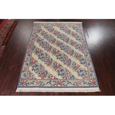 Tapis oriental Aubusson à teinture végétale noué à la main 9 pi 2 po x 12 pi 2 po