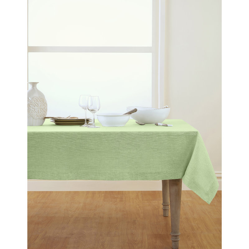 100% Pure Linen Tablecloth - Athena, Chambray Green, 120" x 60"