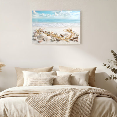 «Gallery Wrap», art mural sur toile pour le salon, la chambre à coucher, le bureau ou le vestibule - décoration murale décorative avec scène de plage