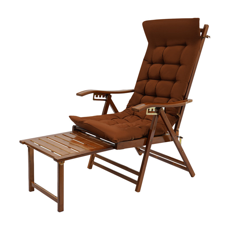 Bamboo Lounge Chair Folding Reclining Chair With Adjustable Backrest Folding Lounge Chair With Cushion