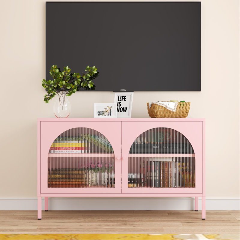 Armoire de rangement en métal, armoire d'appoint à 2 portes, meuble télé avec portes et tablette réglable, table de chevet et buffet en métal avec armoire, bibliothèque et armoire pour la maison, le bureau et le salon