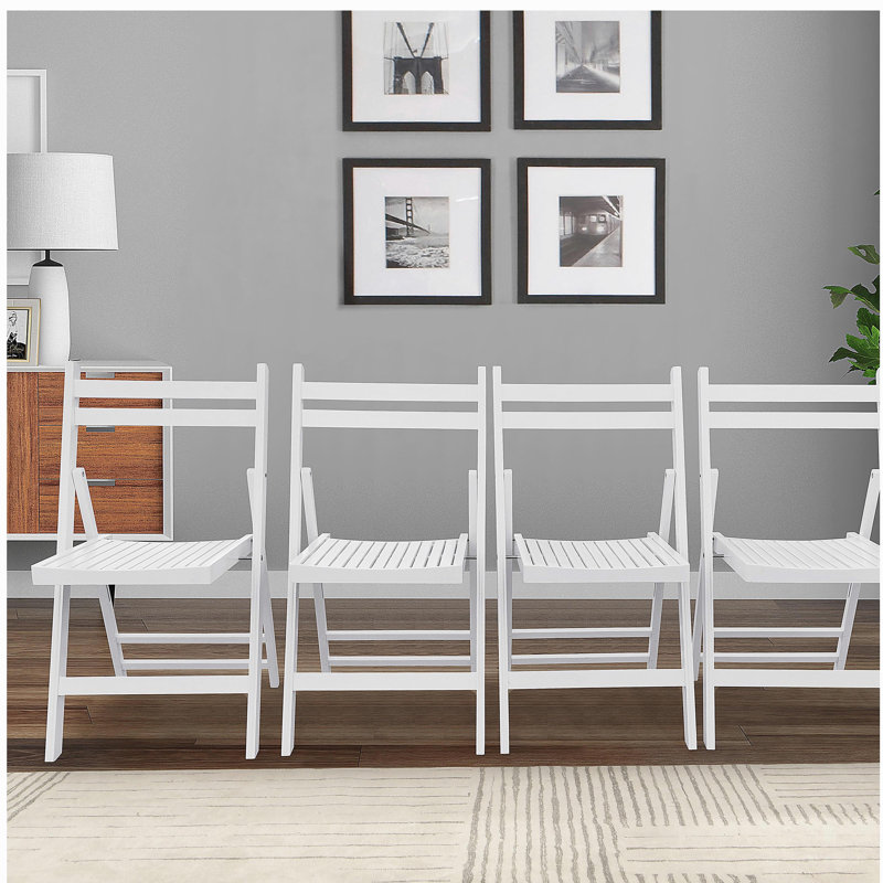 Chaise pour événement spéciale pliante en bois à lattes Furniture - blanc, ensemble de 4, CHAISE PLIABLE, STYLE PLIABLE