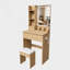 Bureau de coiffeuse compact avec éclairage à DEL réglable, rangement et fauteuil-1094514650