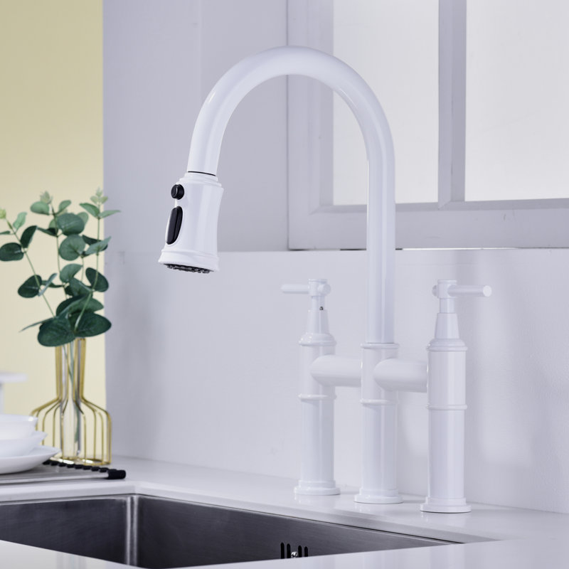 Robinet de pont rétractable tactile avec accessoires, Blanc