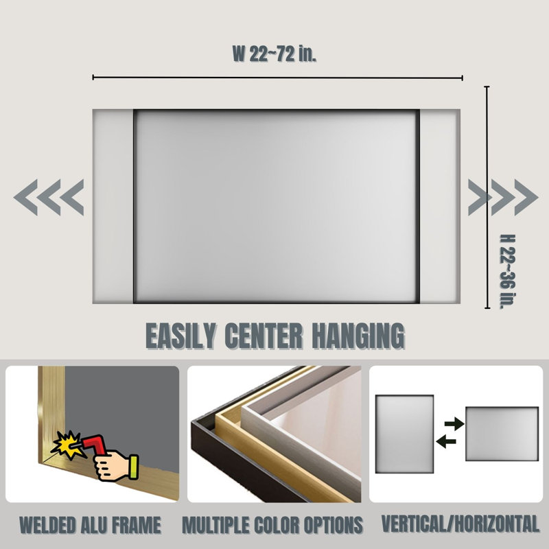 Rectangular Straight-Angled Aluminum Framed Wall-Mounted Bathroom Mirror In Matte Black, 30" x 22"