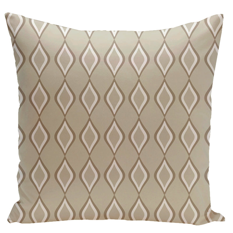 Housse et insert de coussin géométrique carré, Café latte / lin / avoine, 16 po x 16 po
