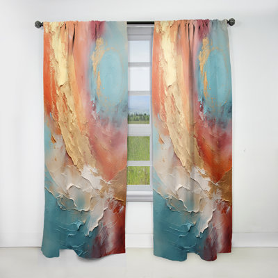 Gunesh Gold Pink Desert Mirage Spiral Ii - Spirals Curtain - Velvet Room Darkening - 1 Panel