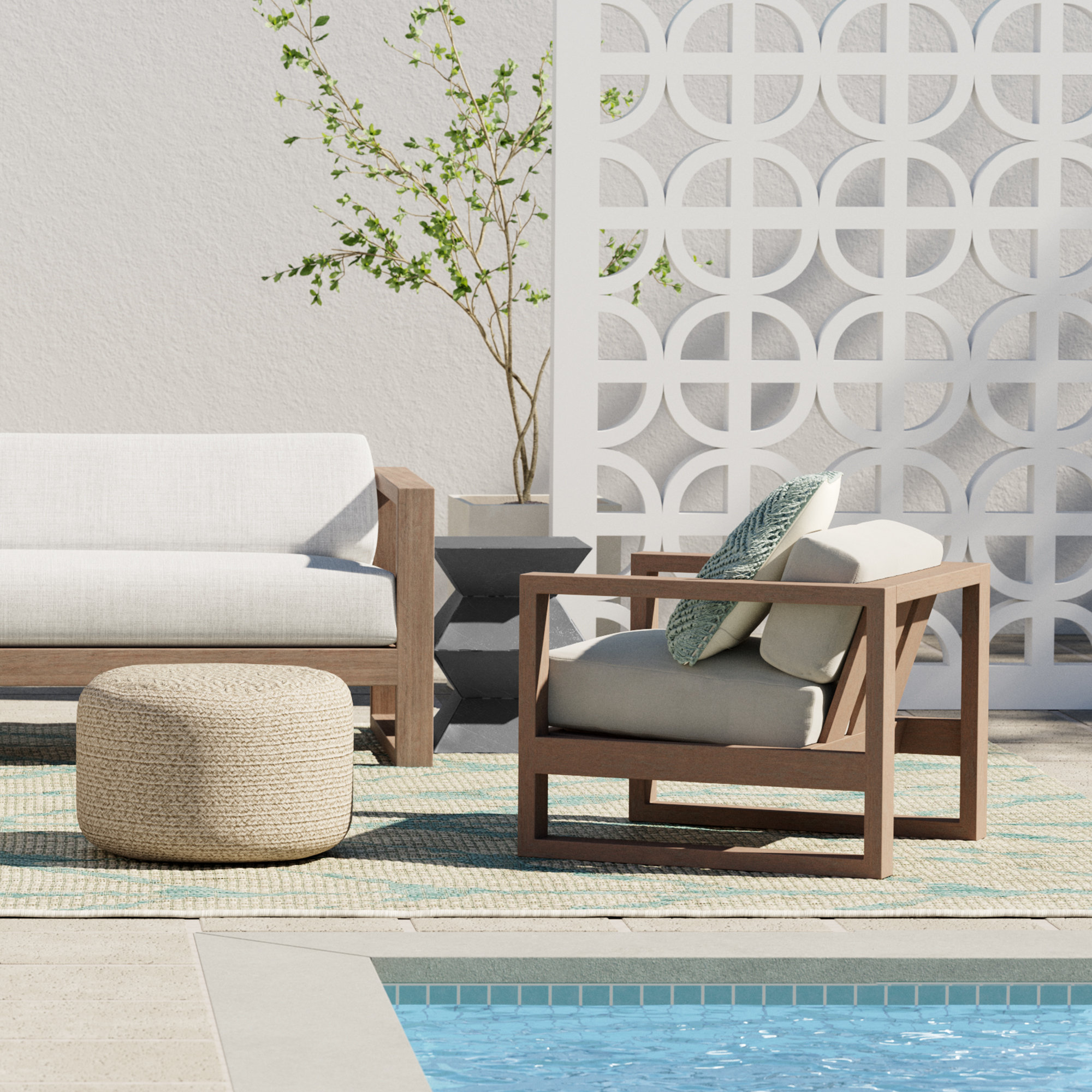 Vienna Premium Teak Outdoor Lounge Chair, Canvas Canvas Sunbrella® Canvas