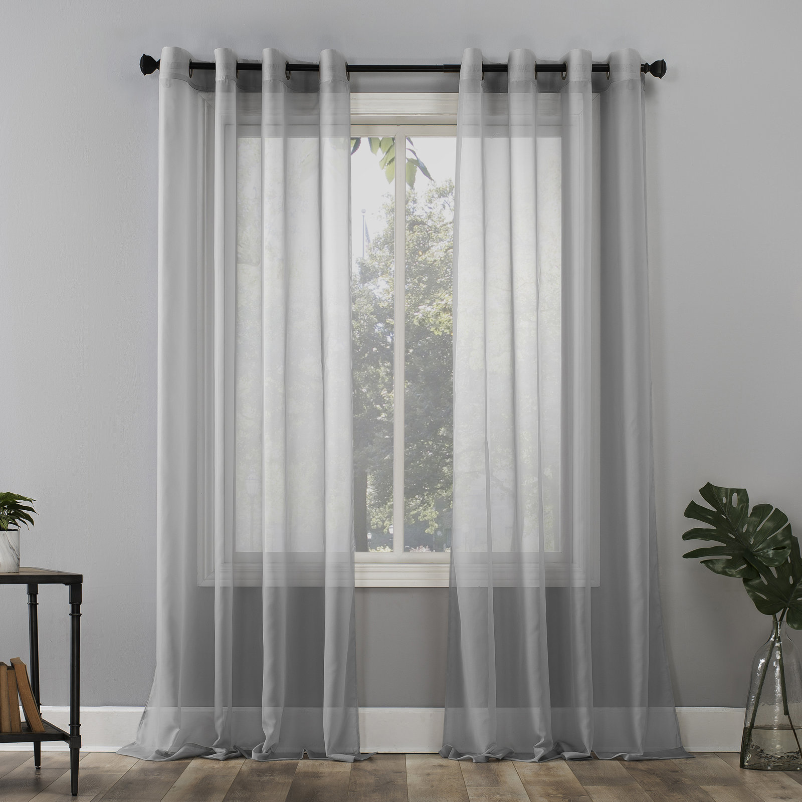 Sheer Grommet Single Curtain Panel, 59" W x 84" L, Silver Gray