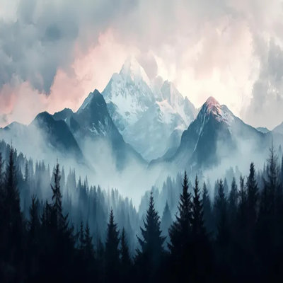 Misty Alpine Mountain Forest