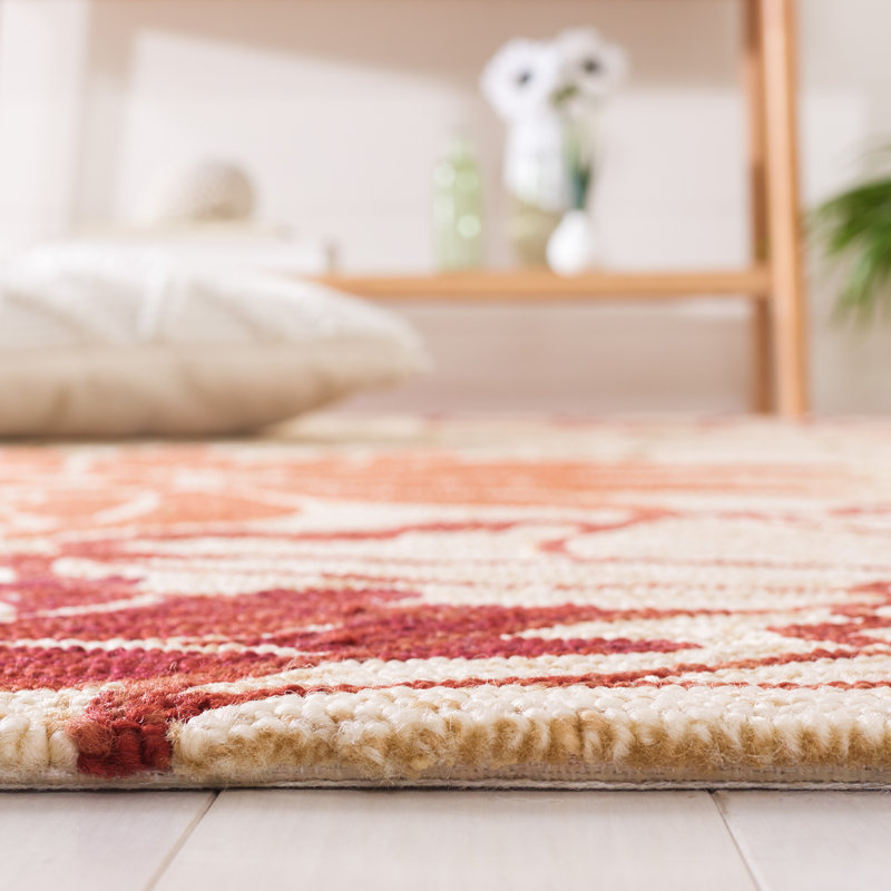 Tapis intérieur / extérieur beige / vert crocheté à la main Aldford, Rectangle 5 pi x 7 pi