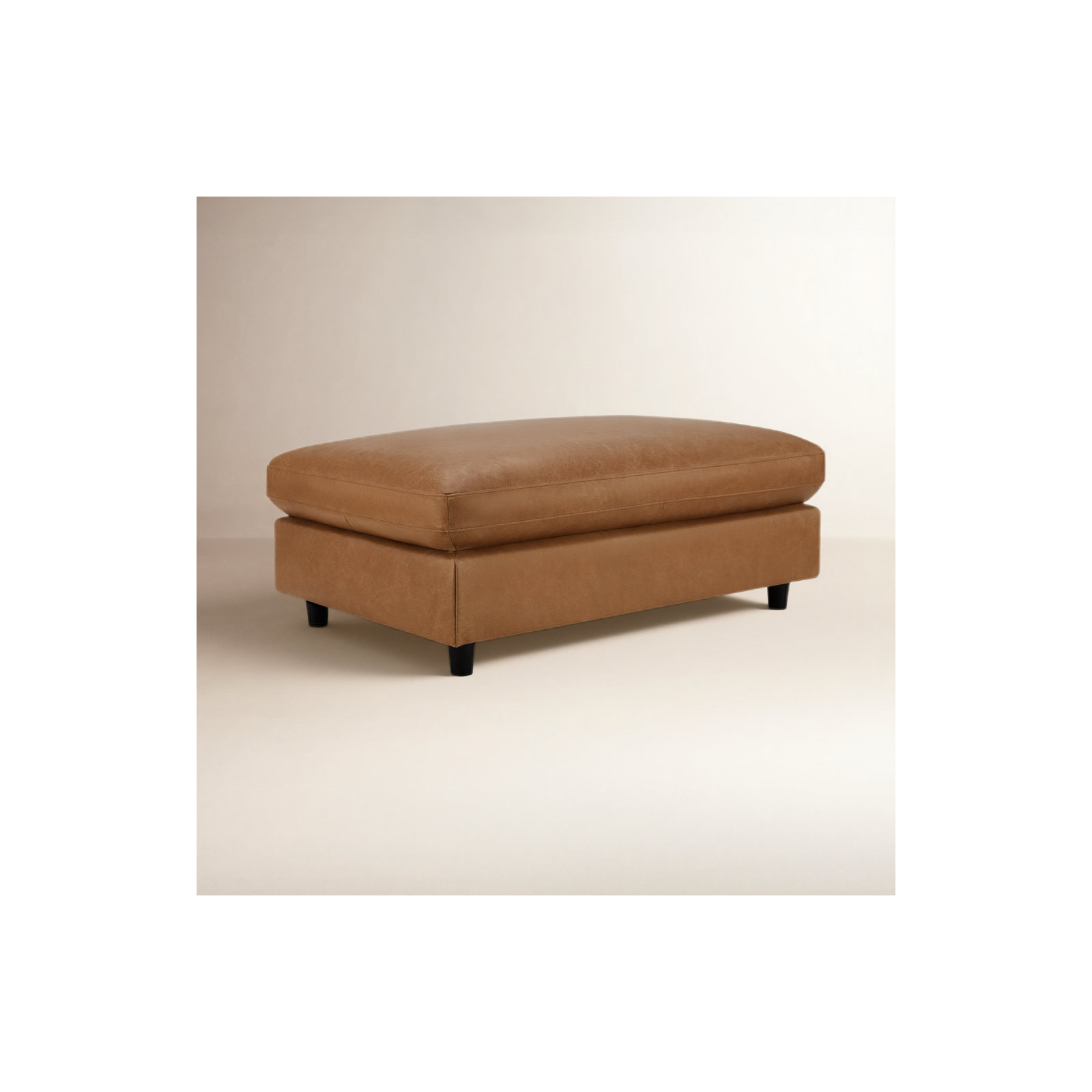 Fleetwood 45" Genuine Leather Rectangle Ottoman, Marseille Brown Genuine Leather