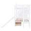 Lit superposé blanc avec glissade Twintwin, 2 tiroirs, 3 tablettes, cadre, espace de rangement pour les objets personnels