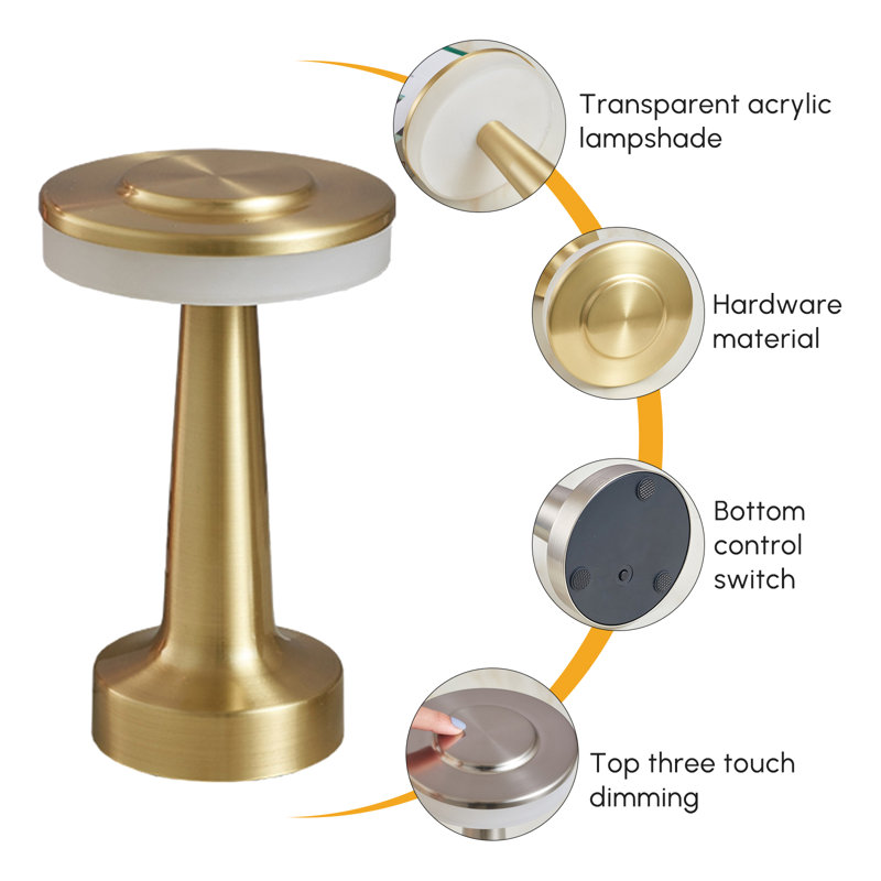 Caidenlee Portable LED Desk Lamp 3-Levels Brightness Touch Sensor Control Night Light Touch Sensor Control, Gold
