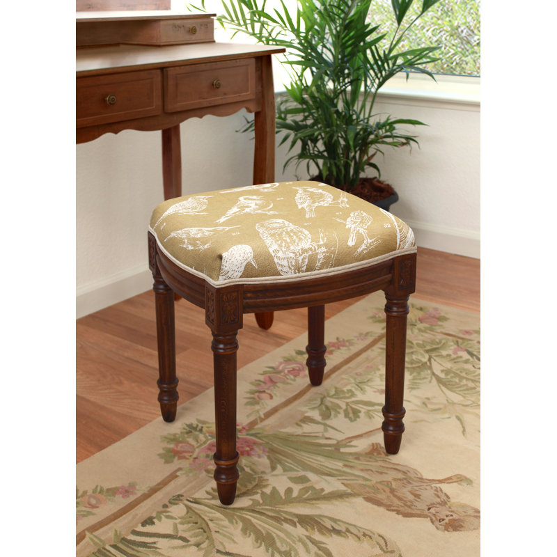 Tabouret de coiffeuse en lin taupe, Noyers, Brun clair
