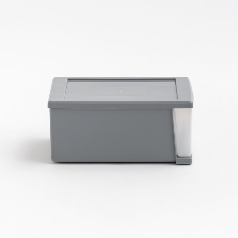 Wayfair Basics® Alina Stackable Storage Bin W/ Drawer, Grey, 1