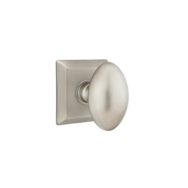 Ensemble de faux boutons Emtek avec rosette Quincy et bouton Egg, Étain