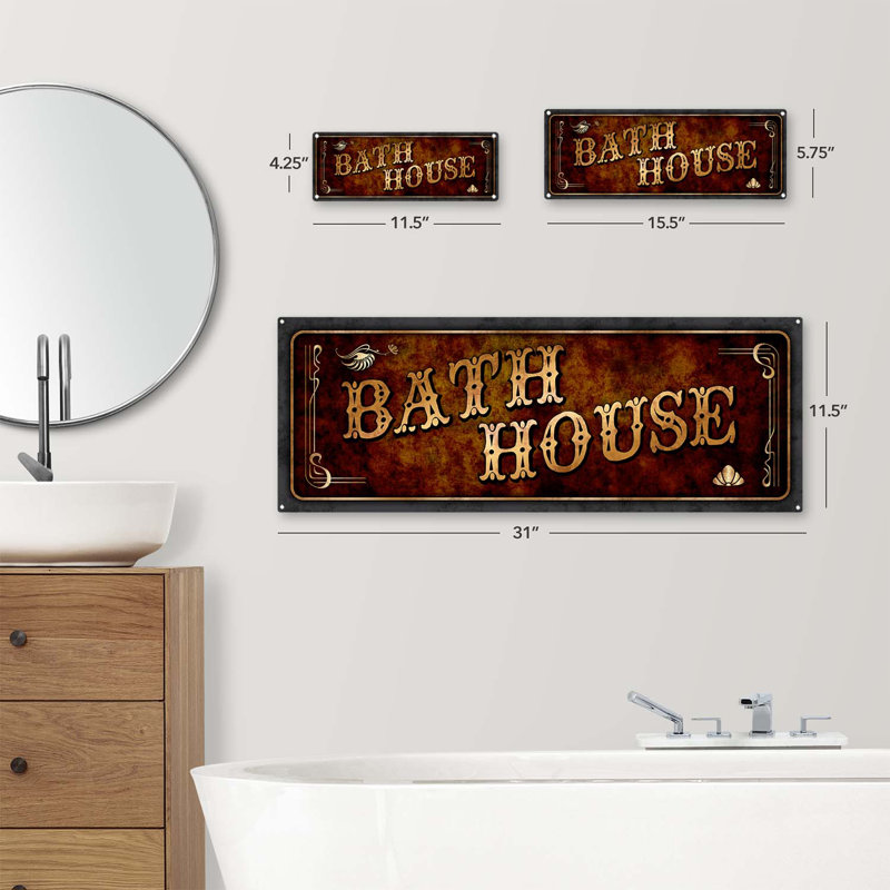 Enseigne en métal Brown Bath House, H 4,25 po x l 11,5 po x P 0,04 po